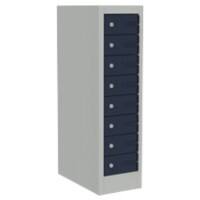 Bisley Primary 3-Pin Charging Steel Locker 8 Doors Key lock 180 mm x 915 mm Light Grey, Oxford Blue