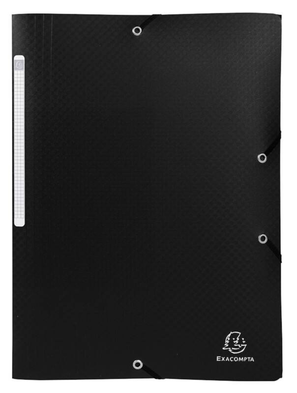 Exacompta OpaK 3 Flap Folder 55081E PP (Polypropylene) Rubber Band 24 (W) x 0.2 (D) x 32 (H) cm Black Pack of 50
