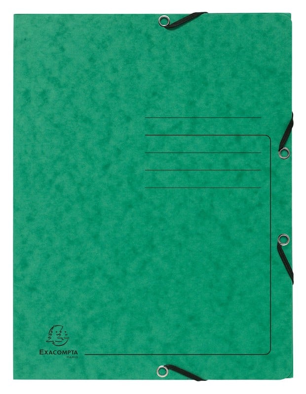 Exacompta 3 Flap Folder 55403E Green Mottled Pressboard Pack of 25
