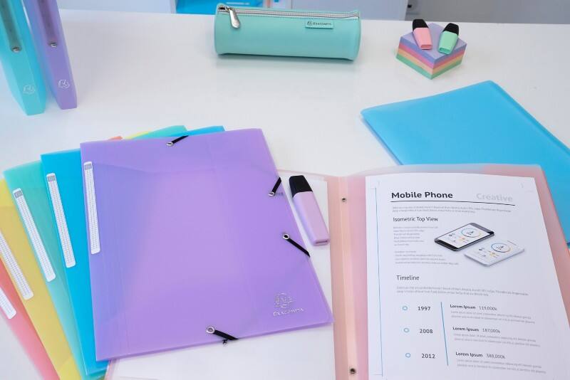 Exacompta Chromaline Pastel 3 Flap Folder 55177E PP (Polypropylene) Rubber Band 24 (W) x 0.2 (D) x 32 (H) cm Coral Pack of 25