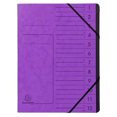Exacompta Multipart File 541208E A4 Mottled Pressboard Purple 24.5 (W) x 1 (D) x 32 (H) cm Pack of 10
