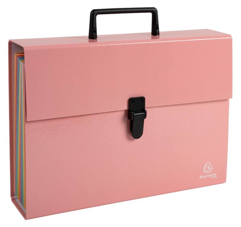 Exacompta Aquarel Expanding File Case Card Coral 56767E Pack of 4