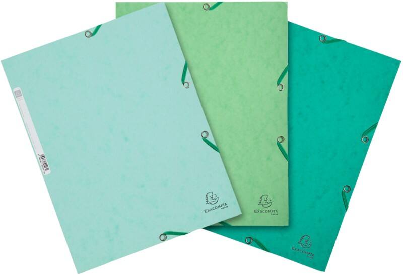 Exacompta 3 Flap Folder 55573E Assorted Green Mottled Pressboard Nature Pack of 51