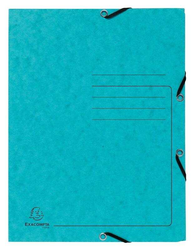 Exacompta 3 Flap Folder 55422E Turquoise Mottled Pressboard Pack of 25