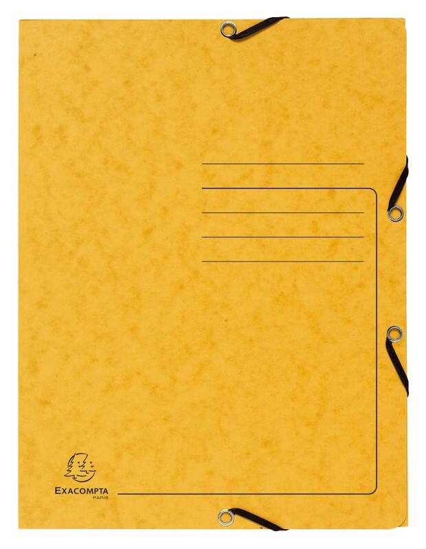 Exacompta 3 Flap Folder 55409E Yellow Mottled Pressboard Pack of 25