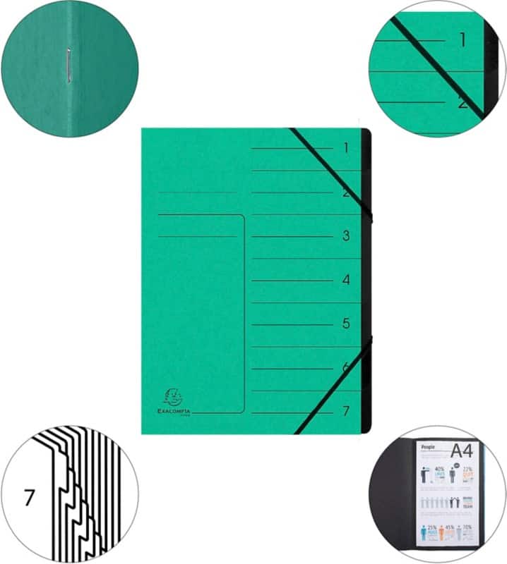 Exacompta Multipart File 541703E A4 Mottled Pressboard Green 24.5 (W) x 0.5 (D) x 32 (H) cm Pack of 10