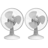 igenix Desk Fan FANPK06 Non Height Adjustable Main 25 W Plastic White 2 21.5 x 27.5 x 38 cm Pack of 2