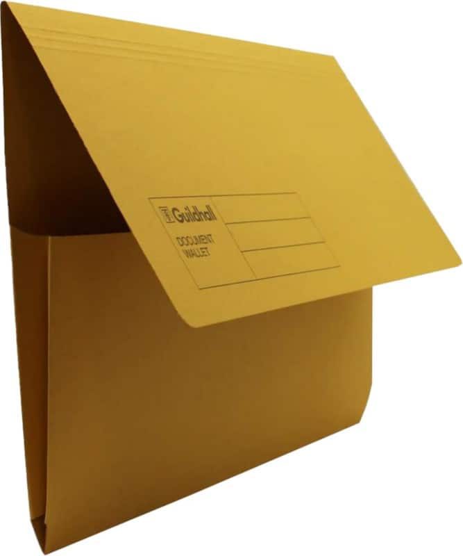 Exacompta Guildhall Document Wallet GDW1-YLWZ A4, Foolscap Manila 35.6 (W) x 0.3 (D) x 24.5 (H) cm Yellow Pack of 50