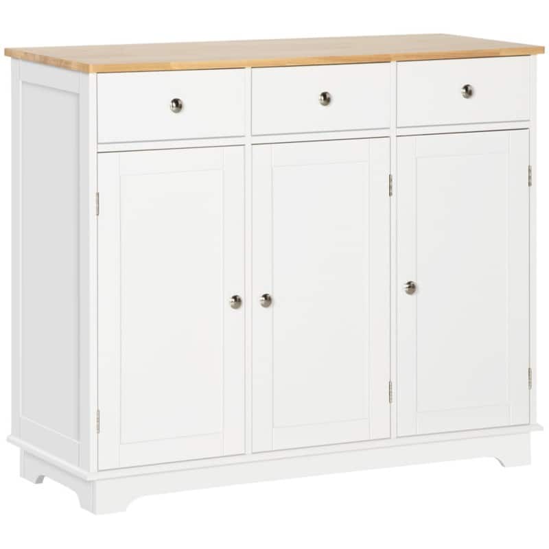 HOMCOM Sideboard 835-511WT MDF (Medium-Density Fibreboard), Rubberwood 3 Drawers