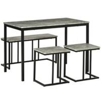 HOMCOM Table and Chairs set MDF (Medium-Density Fibreboard), Steel 4 Seat