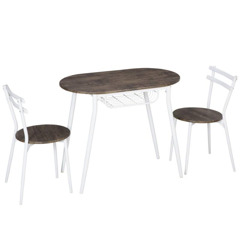 HOMCOM Table and Chairs set MDF (Medium-Density Fibreboard), Steel 2 Seat