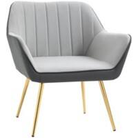 HOMCOM Accent Chair 839-573V70LG Foam, PL (Polyester), PU (Polyurethane), Velvet, Steel Grey 839-573V70LG