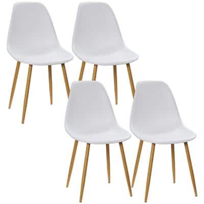 HOMCOM Dining Chair 835-528 PP (Polypropylene), Metal White