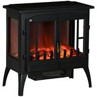 HOMCOM Fireplace 820-292V70BK Steel, Tempered Glass, ABS (Acrylonitrile Butadiene Styrene)