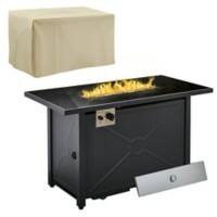 OutSunny Gas Fire Pit Table 842-261V70 Metal, Tempered Glass