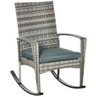 OutSunny Rocking Chair PE (Polyethylene) rattan, Fabric, Steel 880 x 660 x 980 mm Light Grey