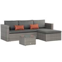OutSunny Sofa 690 x 1,300 x 620 mm Steel, PE (Polyethylene) rattan, PL (Polyester) Grey