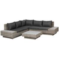OutSunny Sofa 840 x 1,650 x 1,730 mm Galvanized metal pipe, PE (Polyethylene) rattan, Light Grey