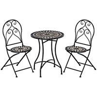 OutSunny Table and Chairs set Ceramic Tile,Metal 84B-647
