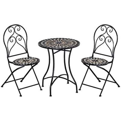 OutSunny Table and Chairs set Ceramic Tile,Metal 84B-647