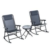 OutSunny Table and Chairs set Mesh Fabric, Sponge, Steel,Tempered Glass