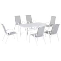 OutSunny Table and Chairs set Mesh,Metal,Tempered Glass