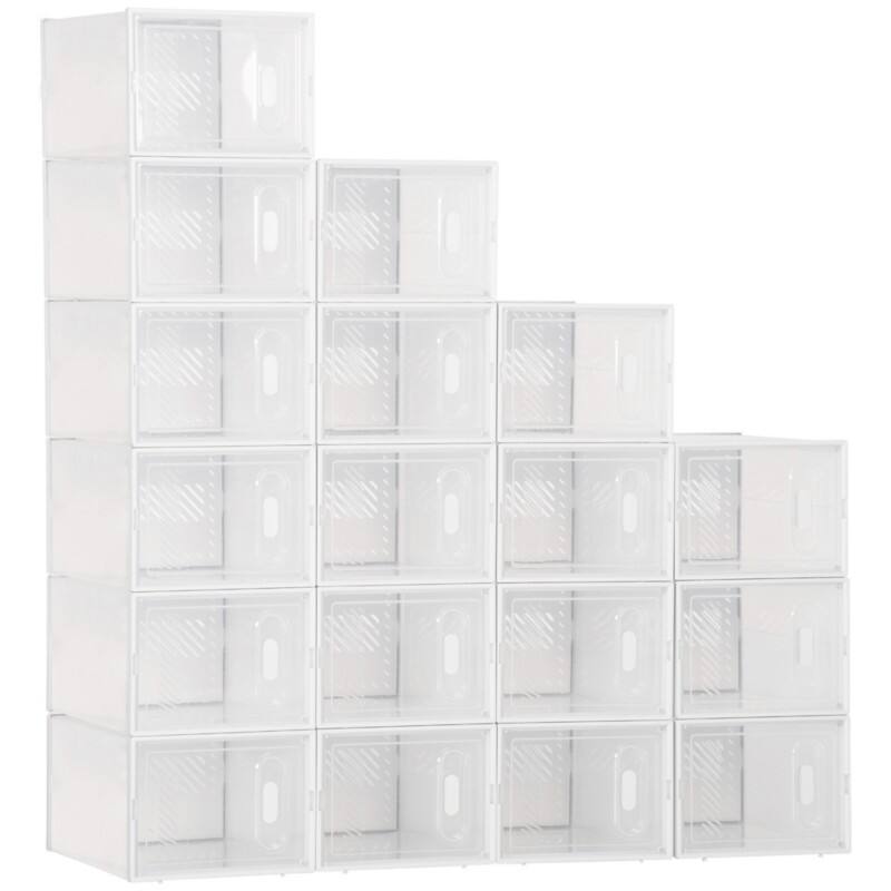 HOMCOM Cabinet Polypropylene Transparent, White 25 x 35 x 19 cm