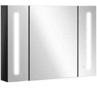 kleankin Mirror Cabinet MDF (Medium-Density Fibreboard) Black 90 x 15 x 65 cm