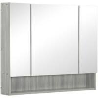 kleankin Mirror Cabinet Glass,MDF (Medium-Density Fibreboard) Grey 90 x 15 x 75 cm