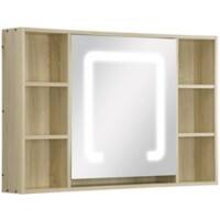 kleankin Mirror Cabinet Glass,MDF (Medium-Density Fibreboard) Oak 100 x 15 x 65 cm