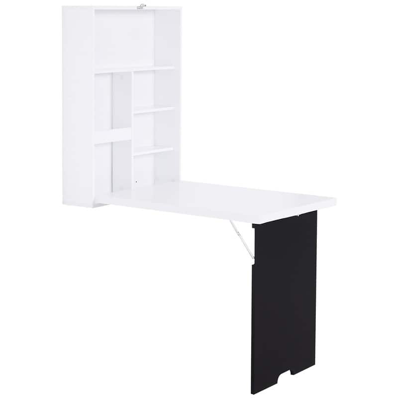 HOMCOM Home Office Desk White Rubberwood Base panel 600 (W) x 945 (D) x 1,470 (H) mm MDF (Medium-Density Fibreboard)