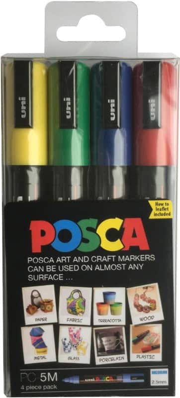 POSCA 153544133 Permanent Paint Marker Assorted Medium Bullet 1.8 - 2.5 mm Pack of 4
