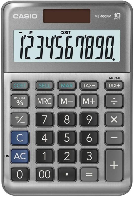 Casio Calculator MS-100FM 10 Digit Display Grey