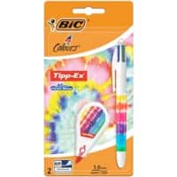 BIC 4 Colours Decor Ballpoint Pen Medium 0.4 mm Refillable and Tipp-Ex Mini Pocket Mouse