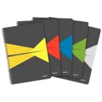 LEITZ Office Wirebound Notebook A4 Ruled PP (Polypropylene) Assorted Perforated Pack of 5
