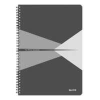 LEITZ Office Wirebound Notebook A4 Ruled Cardboard Grey Perforated Pack of 5