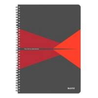 LEITZ Office Wirebound Notebook A4 Ruled Cardboard Red Perforated Pack of 5