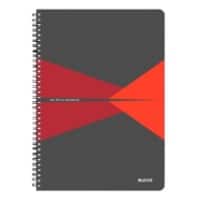 LEITZ Office Wirebound Notebook A4 Ruled Cardboard Red Perforated Pack of 5