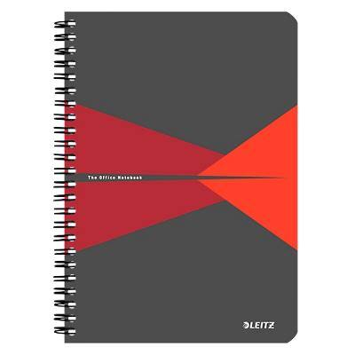 LEITZ Office Wirebound Notebook A5 Ruled PP (Polypropylene) Red Perforated Pack of 5