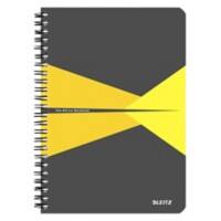 LEITZ Office Wirebound Notebook A5 Ruled Cardboard Yellow Perforated Pack of 5