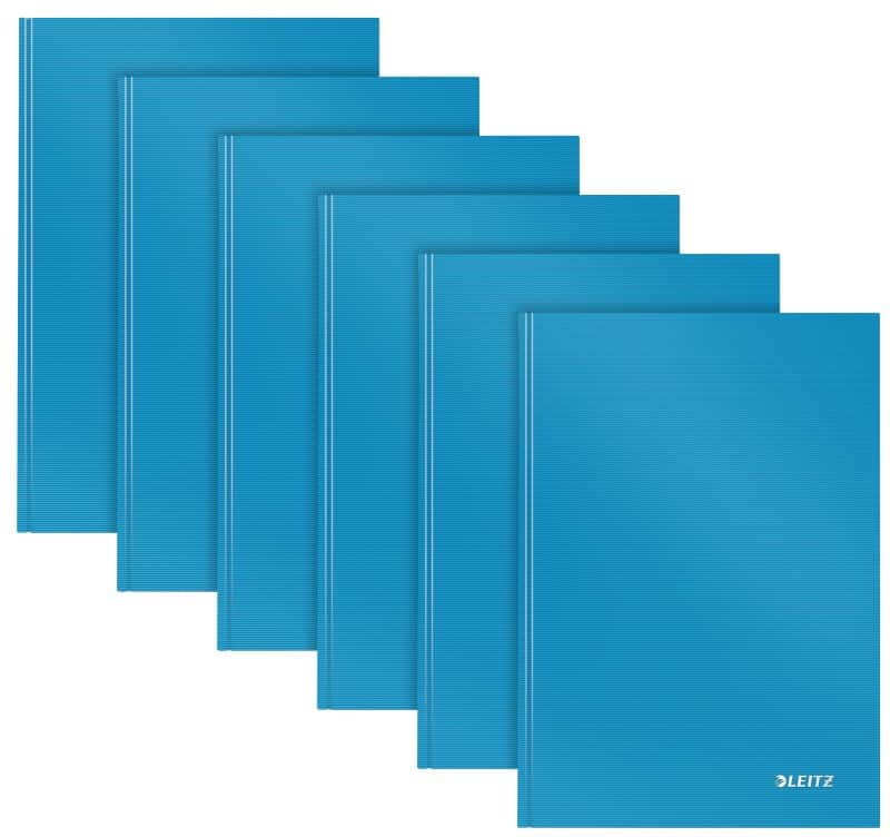 LEITZ Solid Casebound Notebook A5 Ruled Paper Light Blue Not perforated 80 Pages Pack of 6