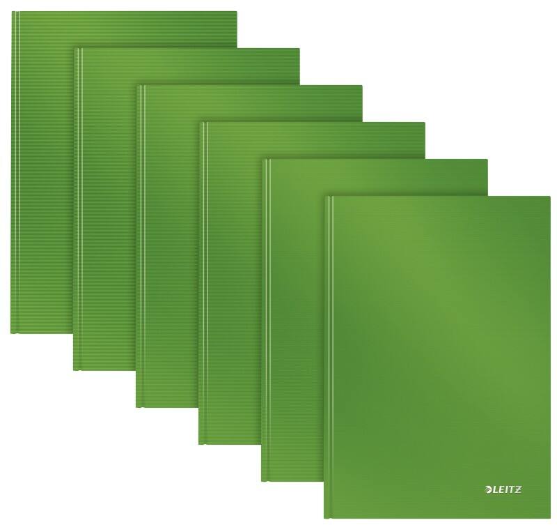 LEITZ Solid Casebound Notebook A5 Ruled Paper Light Green Not perforated 80 Pages Pack of 6