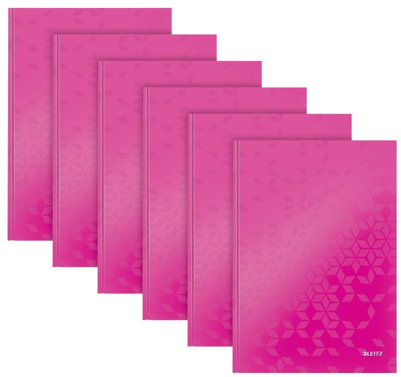 Leitz Casebound Notebook A4 Ruled Sewn Pink 80 Pages Pack of 6