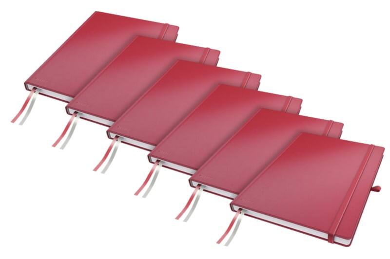 LEITZ Casebound Notebook A4 Ruled Paper Red Not perforated 80 Pages Pack of 6