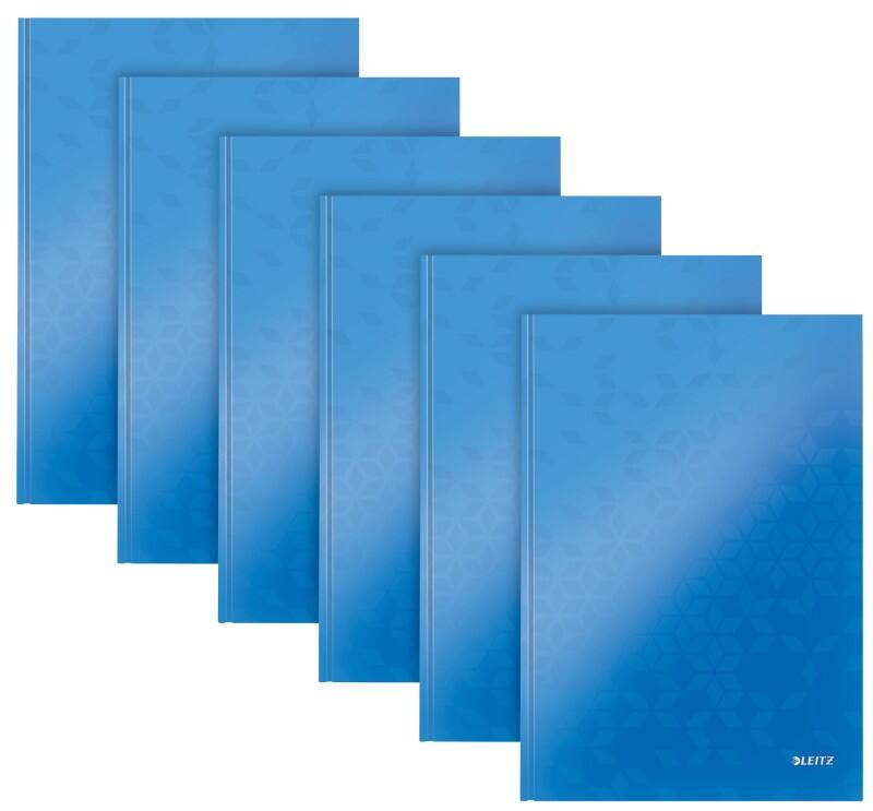 LEITZ Wow Notebook A4 Ruled Paper Blue Not perforated 80 Pages Pack of 6