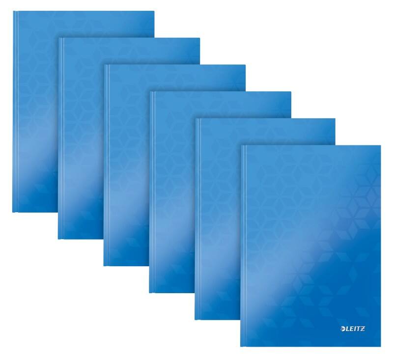 LEITZ Wow Notebook A5 Ruled Paper Blue Not perforated 80 Pages Pack of 6