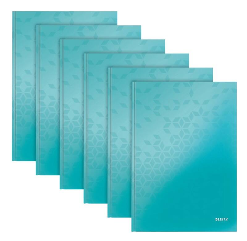 LEITZ Wow Notebook A4 Ruled Paper Ice Blue Not perforated 80 Pages Pack of 6