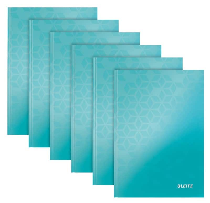 LEITZ Wow Notebook A5 Ruled Paper Ice Blue Not perforated 80 Pages Pack of 6