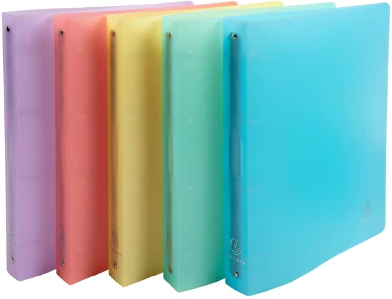 Exacompta Chromaline Pastel 30 mm Ring Binder PP (Polypropylene) A4+ 4 Rings Assorted 51970E Pack of 5