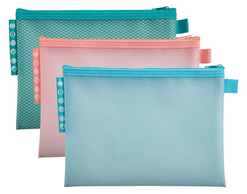 Exacompta Kreacover Zip Lock Bag 37140E Zip PP (Polypropylene), EVA (Ethylene-Vinyl Acetate) Landscape 23.5 (W)0.4 (D)17.5 (H) cm Assorted Pack of 3